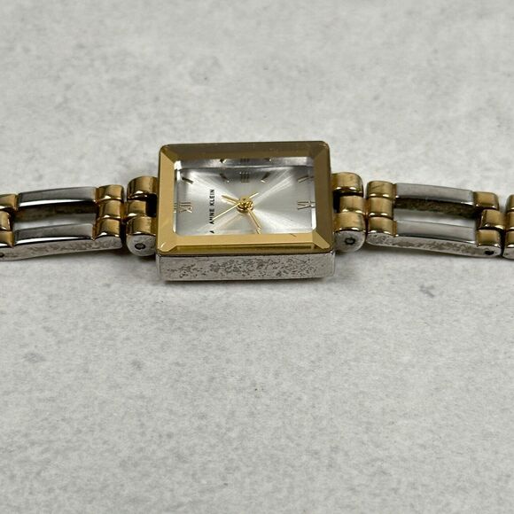 Anne Klein Watch Womens 16mm Rectangle Two Tone Link Band Quartz New Battery - Picture 2 of 16
